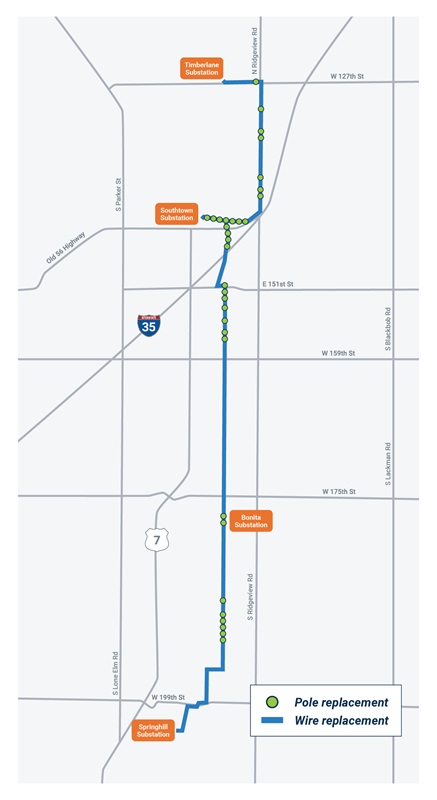 Map of Olathe transmission project